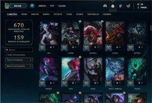 Conta Platina 4 com TODOS os champs e 141 Skins (nivel 592) - League of Legends LOL