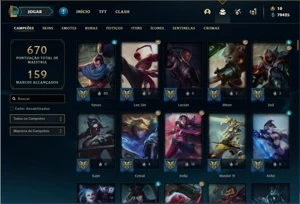 Conta Platina 4 com TODOS os champs e 141 Skins (nivel 592) - League of Legends LOL