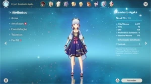 Conta genshin impact AR-22 Keqing,Ayaka,Hutao,Qiqi + Aloy