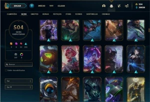 Conta Diamante 2 com TODOS os champ e 504 Skin + 6 Prestigio - League of Legends LOL