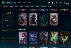 Conta Diamante 2 com TODOS os champ e 504 Skin + 6 Prestigio - League of Legends LOL