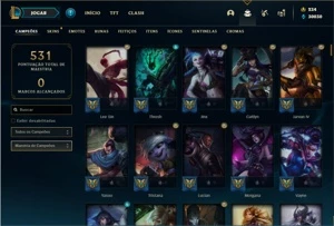 Conta Diamante 2 com TODOS os champ e 504 Skin + 6 Prestigio - League of Legends LOL