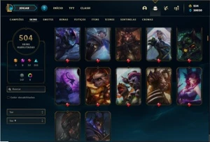 Conta Diamante 2 com TODOS os champ e 504 Skin + 6 Prestigio - League of Legends LOL