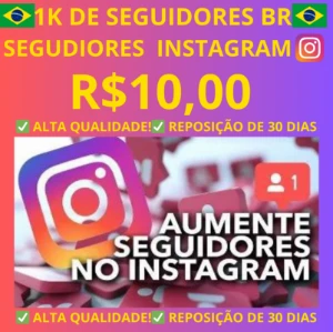 1K Seguidores Br Instagram - 30 Dias De Reposição - Redes Sociais