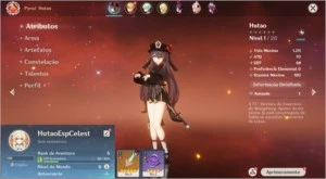 Conta Genshin Impact AR 5 com Hutao + Espinha Celestial
