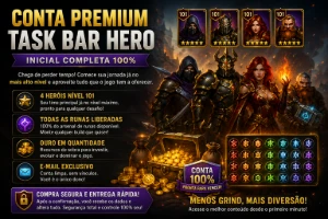 Conta: Task Bar Hero - 4 Pesonagens Lv101 - Todas Runas