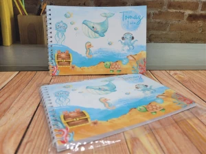 Mini Caderno de Desenho Fundo do Mar 40 Folhas - Artesanato e Personalizados