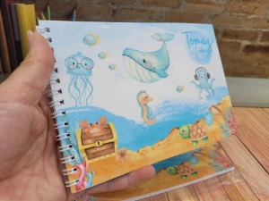 Mini Caderno de Desenho Fundo do Mar 40 Folhas - Artesanato e Personalizados