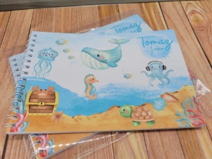 Mini Caderno de Desenho Fundo do Mar 40 Folhas - Artesanato e Personalizados
