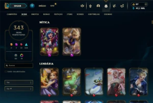 Esmeralda 4 com TODOS os champs e 343 Skins + 10 Vitoriosas - League of Legends LOL