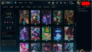CONTA LEAGUE OF LEGENDS (TODOS CHAMPS, 115 SKINS, PLAT 1) LOL