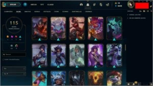 CONTA LEAGUE OF LEGENDS (TODOS CHAMPS, 115 SKINS, PLAT 1) LOL