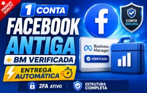 1 Conta Facebook Antiga + BM Verificada | 2FA Ativo - Redes Sociais