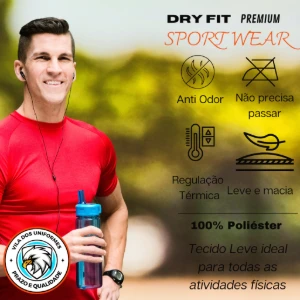 Camiseta Dry Fit Lisa - Preto, Rosa, Verde e Vermelho - Artesanato e Personalizados