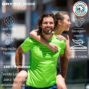 Camiseta Dry Fit Lisa - Preto, Rosa, Verde e Vermelho - Artesanato e Personalizados