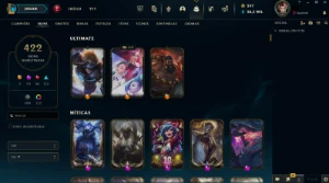 Conta League Of Legends lvl 630, 422 skins, tds os champs LOL