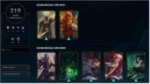 Conta League of Legends 151 campeões 220 skins platina 4 LOL
