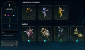 CONTA LOL: COM 34 SKINS - 73 CHAMPIONS - BORDA PLATINA - League of Legends