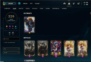 Conta prata 1 com TODOS os champs e 329 Skins + 5 Prestigios - League of Legends LOL
