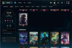Conta prata 1 com TODOS os champs e 329 Skins + 5 Prestigios - League of Legends LOL