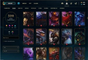 Conta prata 1 com TODOS os champs e 329 Skins + 5 Prestigios - League of Legends LOL
