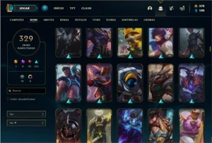 Conta prata 1 com TODOS os champs e 329 Skins + 5 Prestigios - League of Legends LOL