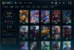 Conta prata 1 com TODOS os champs e 329 Skins + 5 Prestigios - League of Legends LOL