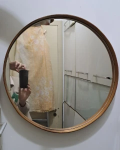 Espelho 50 cm em madeira freijó - Artesanato e Personalizados