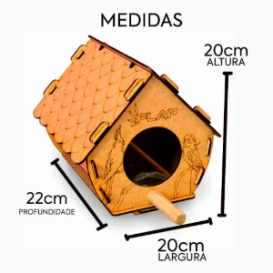 Casinha para Calopsita, Periquito e Agapornis - Flap Pet - Artesanato e Personalizados