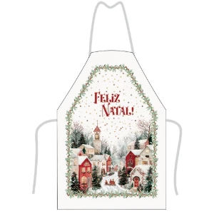Avental de Cozinha 80x60cm - Vila e Natal - Artesanato e Personalizados