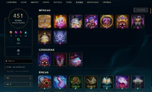 Conta league of legends com 382 (5 ultimetes/ 28 lendarias) LOL
