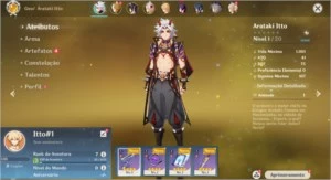 Contas Genshin Impact AR 7 com Arataki Itto