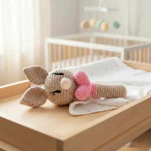 Chocalho Bastão Coelhinho Amigurumi - Artesanato e Personalizados
