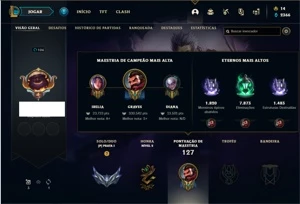 Conta prata 1 com 67 Champs e 37 Skins + 300k de Graves - League of Legends LOL