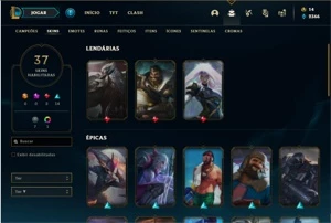 Conta prata 1 com 67 Champs e 37 Skins + 300k de Graves - League of Legends LOL