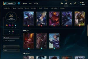 Conta diamante 3 com 53 champs e 35 skins - League of Legends LOL