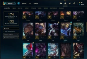 Conta diamante 3 com 53 champs e 35 skins - League of Legends LOL