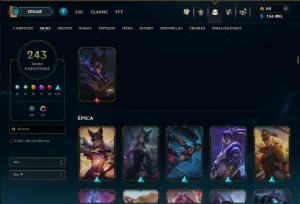 Platina 3 com TODOS os Champs e 243 Skins ( MAIN ADC ) - League of Legends LOL