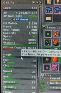 ED lvl 637 ML 110 6 Runas 50% Loyalit 3 Prey - Tibia
