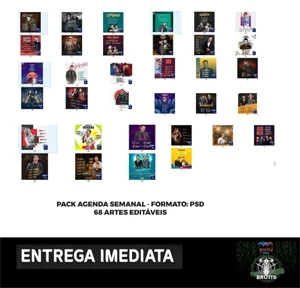 Pack 68 Artes Agenda Semanal - Editáveis Photoshop - Serviços Digitais