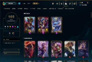 Ouro 3 com 125 Champs e 102 Skins ( SUP / MID ) - League of Legends LOL