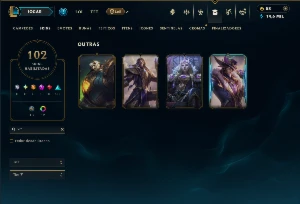 Ouro 3 com 125 Champs e 102 Skins ( SUP / MID ) - League of Legends LOL