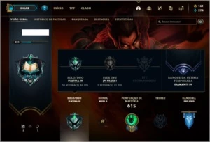 Conta platina 3 com 166 skins e TODOS os champs - League of Legends LOL