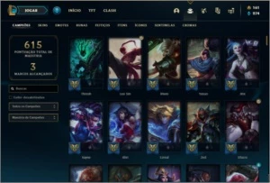 Conta platina 3 com 166 skins e TODOS os champs - League of Legends LOL