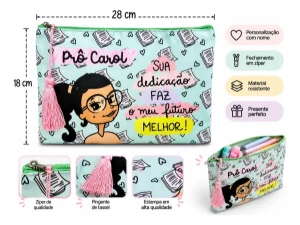 Kit 10 Necessaires Slim Personalizadas 28 x 18 cm - Artesanato e Personalizados