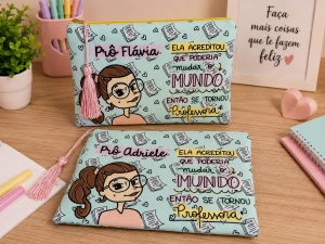 Kit 10 Necessaires Slim Personalizadas 28 x 18 cm - Artesanato e Personalizados