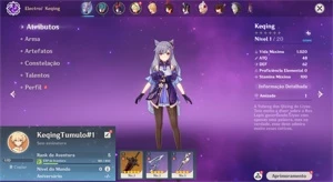 Conta Genshin Impact AR 5 com Keqing e Túmulo do Lobo