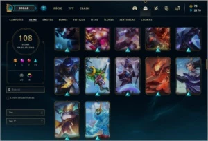 Conta Unranked com TODOS OS CHAMPS e 108 skins - League of Legends LOL