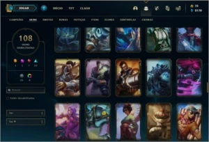 Conta Unranked com TODOS OS CHAMPS e 108 skins - League of Legends LOL