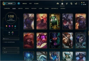 Conta Unranked com TODOS OS CHAMPS e 108 skins - League of Legends LOL